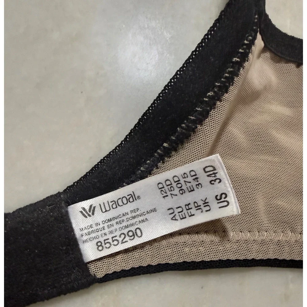 Wacoal Retro Chic Full Figure Underwire Lace Bra Black/Nude 855290 Women's 34D
